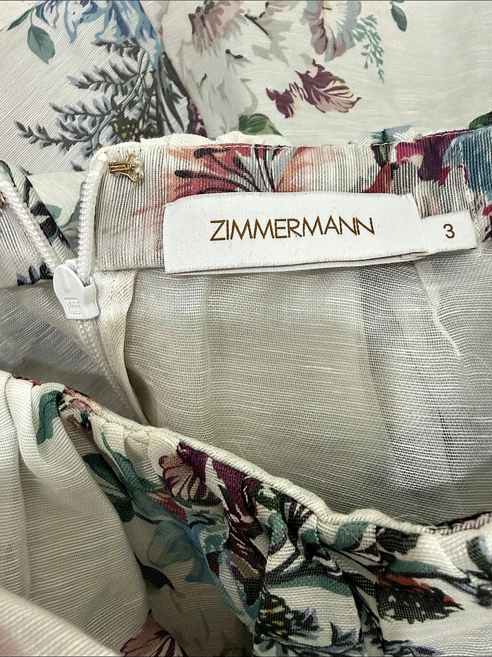 Zimmermann Floral Linen Silk Hi Low Tiered Draped Skirt Size 3 US Size 10 - Picture 5 of 7